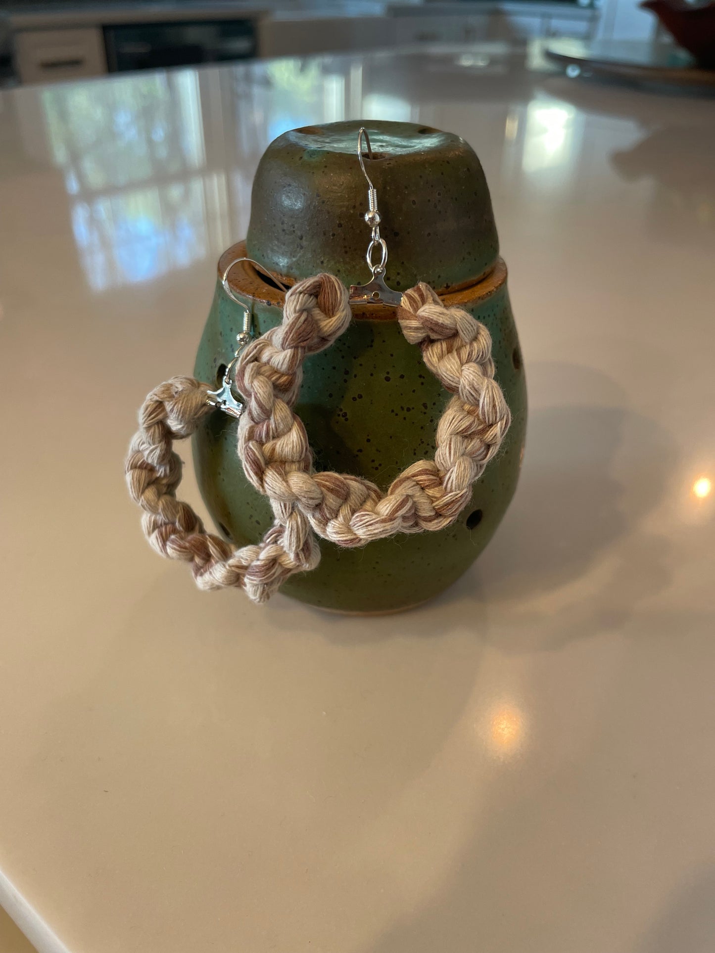 DANGLE HOOPS: Ivory/Dusty Lavender