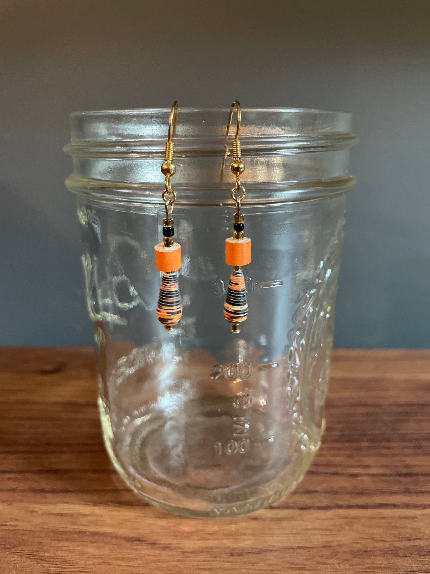 PAPER EARRINGS: Magazine (black & orange)