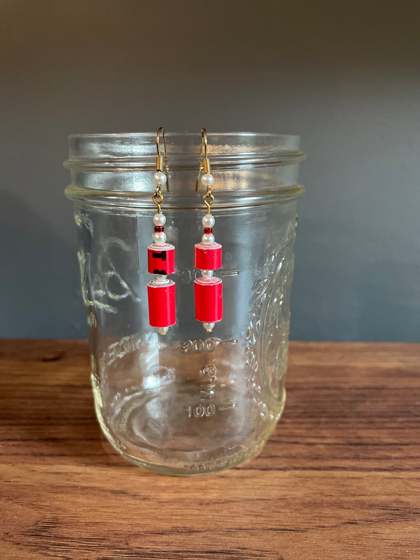 PAPER EARRINGS: Magazine (red)