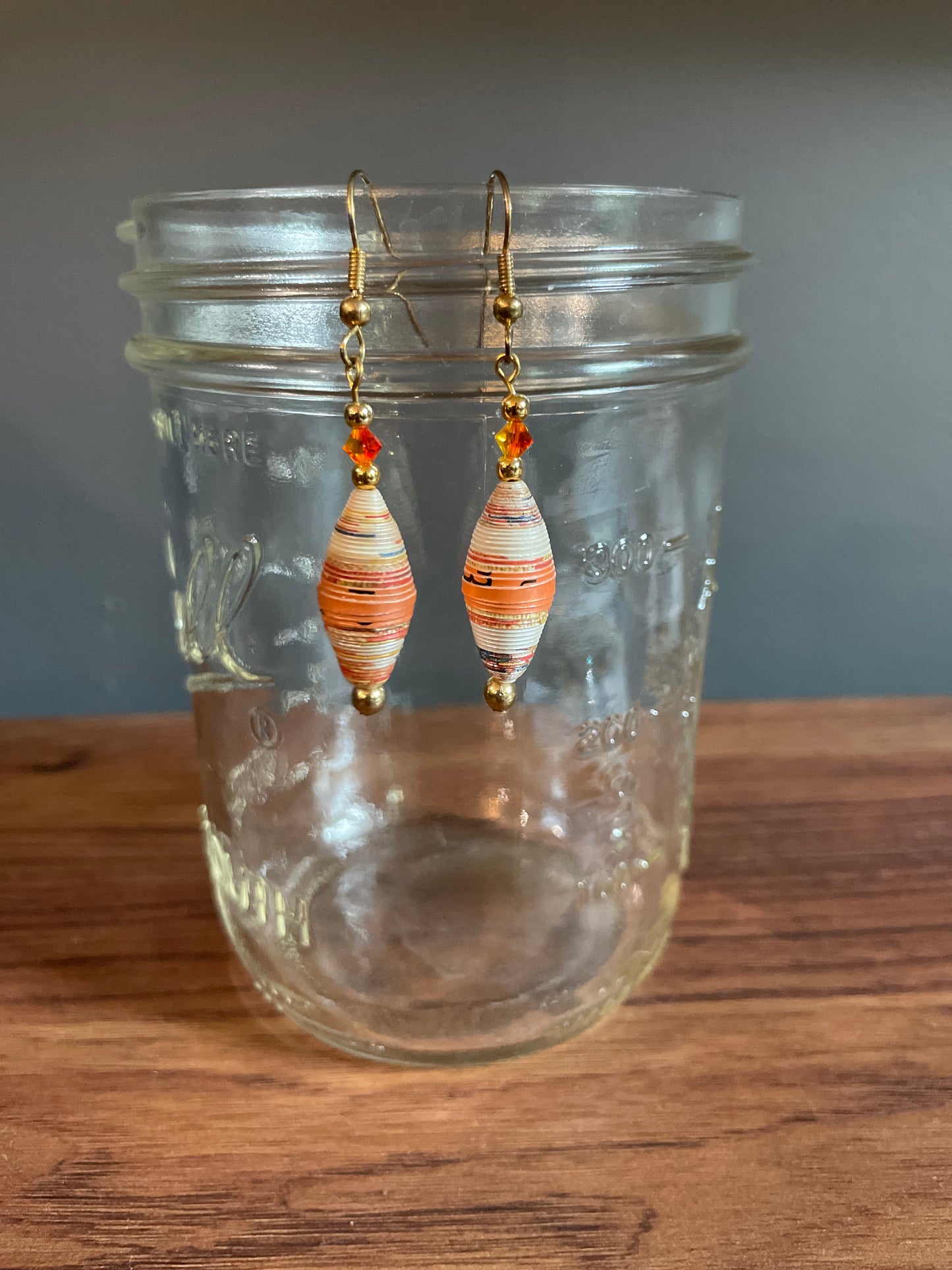 PAPER EARRINGS: Calendar (orange & white)