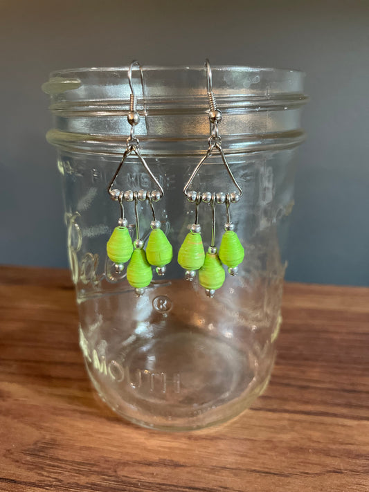 PAPER EARRINGS: Flyer (lime green)