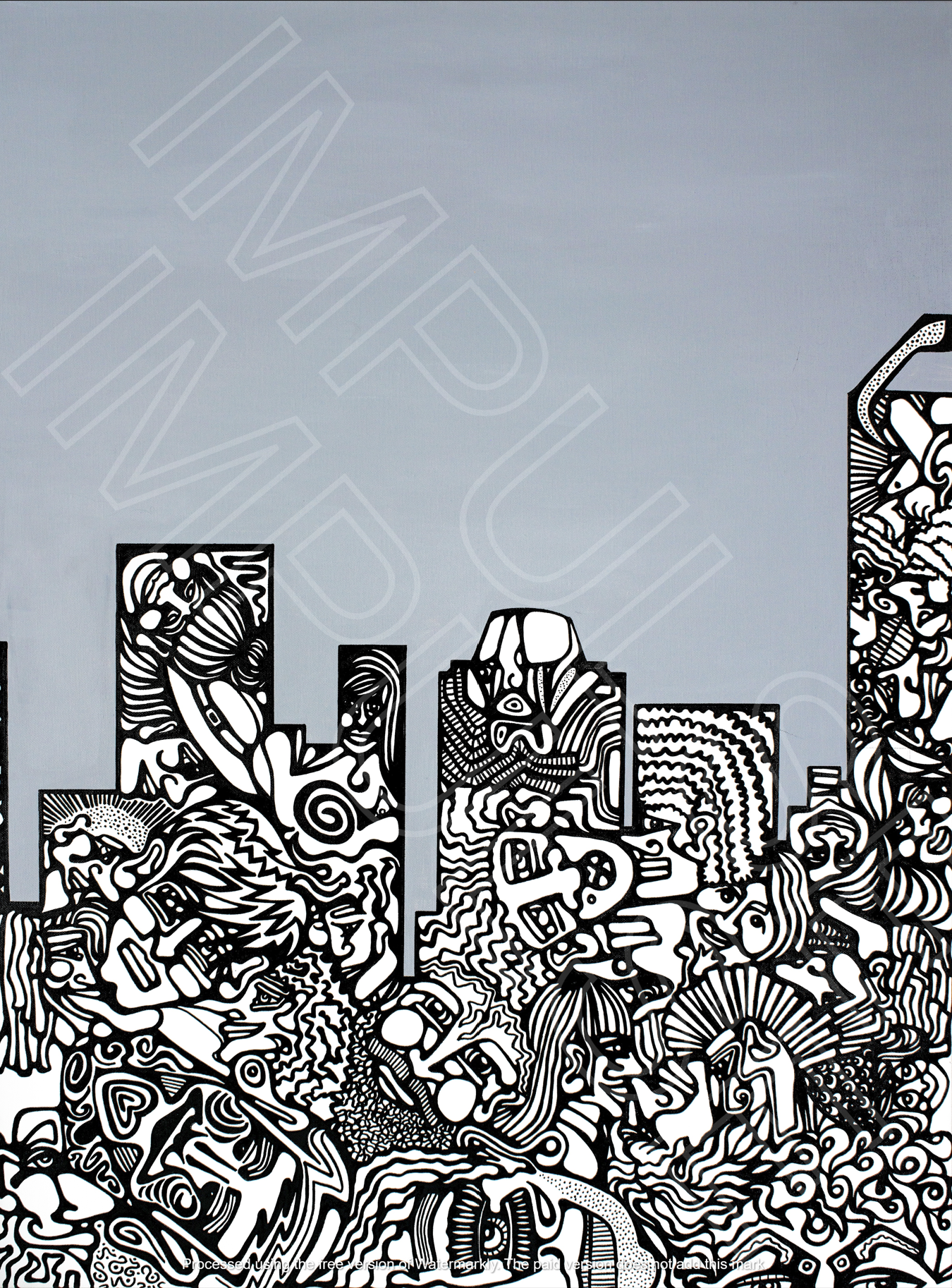 FINE ART: Abstract Face / Charlotte Skyline 2012 #3